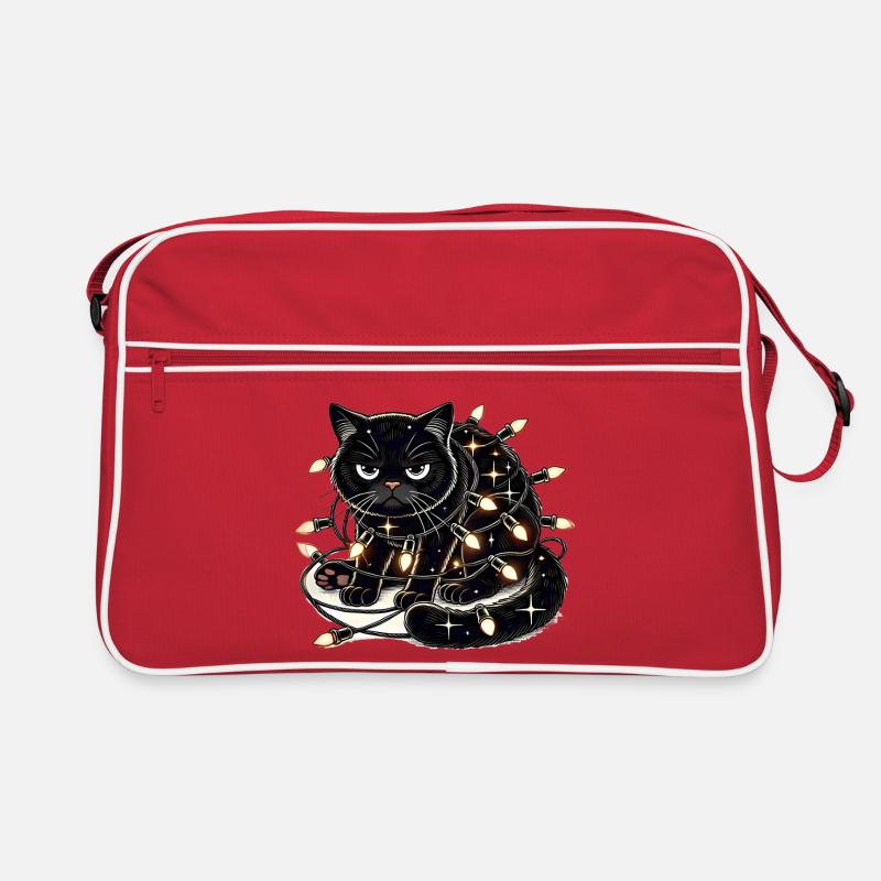 Grumpy Christmas Cat. Miau aber bitte ohne Lametta Retro Tasche