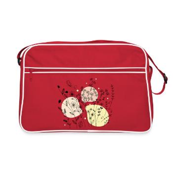 Delicate Botanical Line Art Design - Retro Bag - red/white - Front
