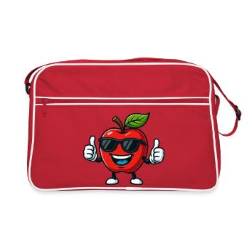 Fruchtiger roter Apfel Sommercool Daumen hoch - Retro Tasche - Rot/Weiß - Vorne