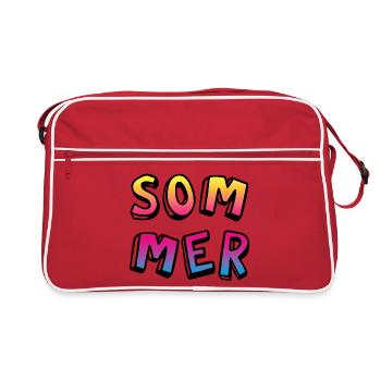 Sommer farbenfroh Comicstyle Farbverlauf Fun Camp - Retro Tasche - Rot/Weiß - Vorne
