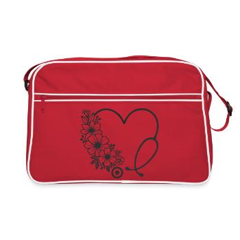 Floral Heart Stroller Design - Retro Bag - red/white - Front