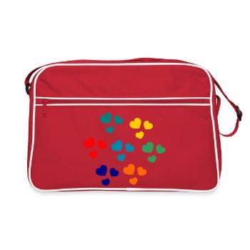 Abstract colorful hearts for clothing - Retro Bag - red/white - Front