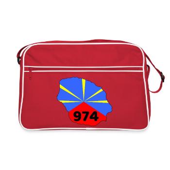Ile de la Réunion 974 - Sac Retro - rouge/blanc - Devant