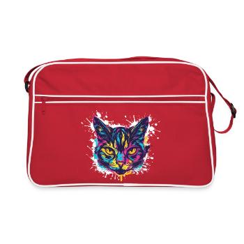 Cat Splatter Paint Blobs - Retro Bag - red/white - Front