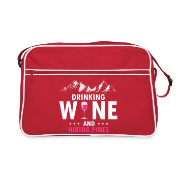 Sip Wine Hike Pines Outdoor Mountain Lifestyle - Retro Tasche - Rot/Weiß - Vorne