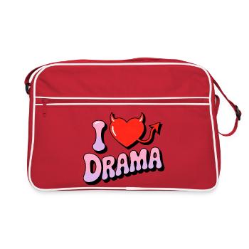 I Love Drama. Funny Devil Heart Vintage 70s Style - Retro Bag - red/white - Front