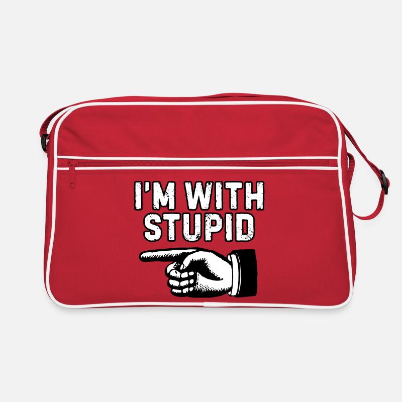 Ich bin mit dummer Handgrafik Retro Tasche