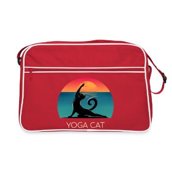 Yoga Cat – Relaxed design for cat fans - Retro Bag - red/white - Front