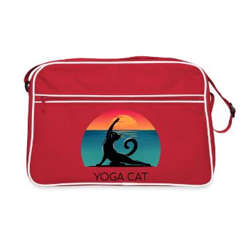 Yoga Cat – Relaxed design for cat fans - Retro Bag - red/white - Front