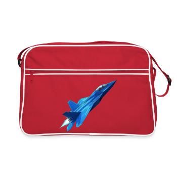Blue Geometry Jet - Retro Bag - red/white - Front