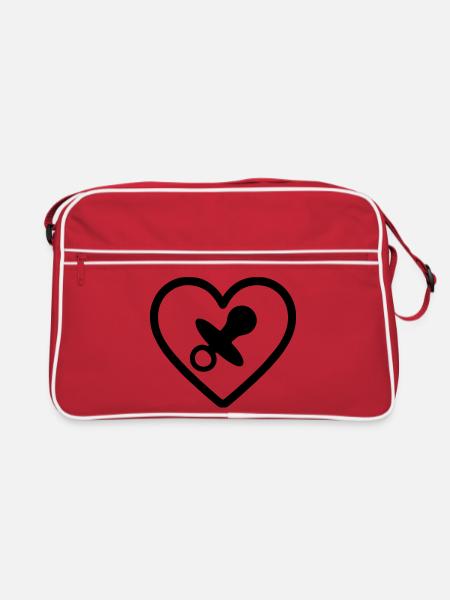 Herz + Kinderbetreuung / Nanny Super Nanny - Retro Tasche - Rot/Weiß - Vorne