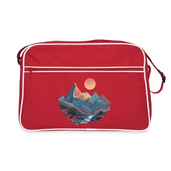 Surreal Mountain Landscape – Colorful Nature Art - Retro Bag - red/white - Front