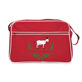 Goat Laurel Wreath with Namespace - Retro Bag - red/white - Front