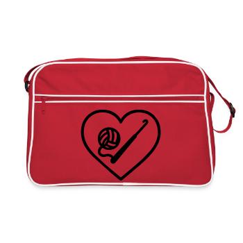 Cœur au crochet – Passion faite main - Sac Retro - rouge/blanc - Devant