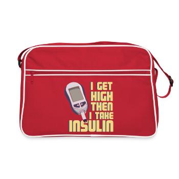 I Get High Then I Take Insulin Funny Diabetes Art - Retro Bag - red/white - Front