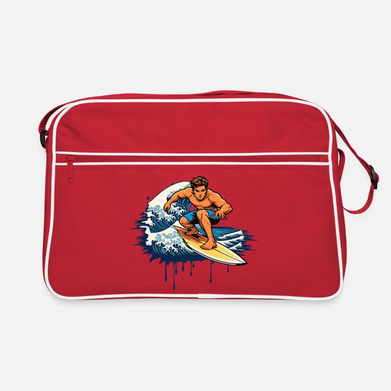 Illustration dynamique en graffiti d’un surfeur Sac Retro