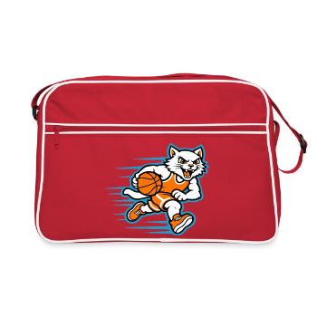 Fast Basketball Cat Dribbling Mascot - Retro Bag - red/white - Front