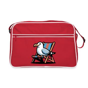 Mouette sur le fauteuil long de plage - Sac Retro - rouge/blanc - Devant