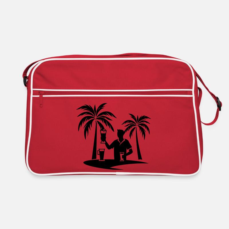 Silhouette de plage de palmiers de vacances Sac Retro