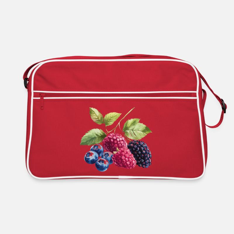 Wildbeeren Beeren Blaubeere Himbeere Brombeere Retro Tasche