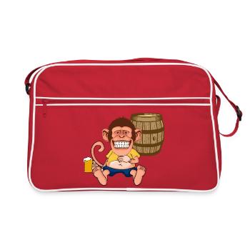 Graphisme rétro de bande dessinée dessin animé Drôle de Singe Singe - Sac Retro - rouge/blanc - Devant