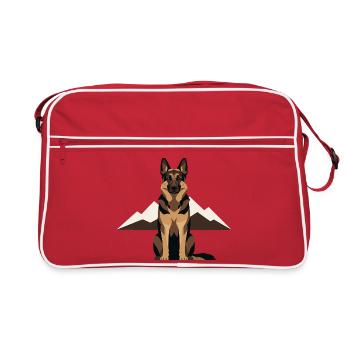 Loyal Guardian German Shepherd Dog Lover  - Retro Bag - red/white - Front