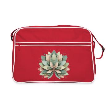 Pastellige Sukkulente Rosette - Retro Tasche - Rot/Weiß - Vorne