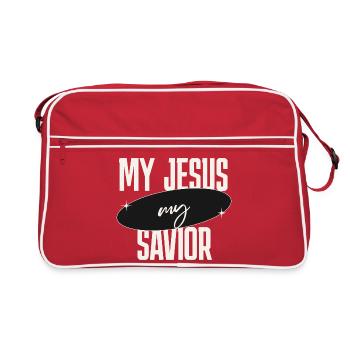Mein Jesus mein Retter  - Retro Tasche - Rot/Weiß - Vorne
