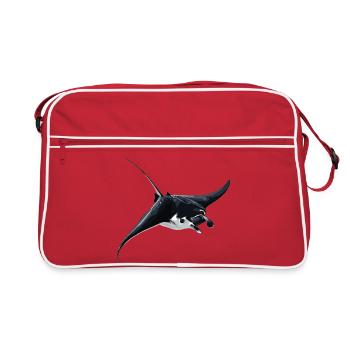 Rochen Mantarochen - Retro Tasche - Rot/Weiß - Vorne