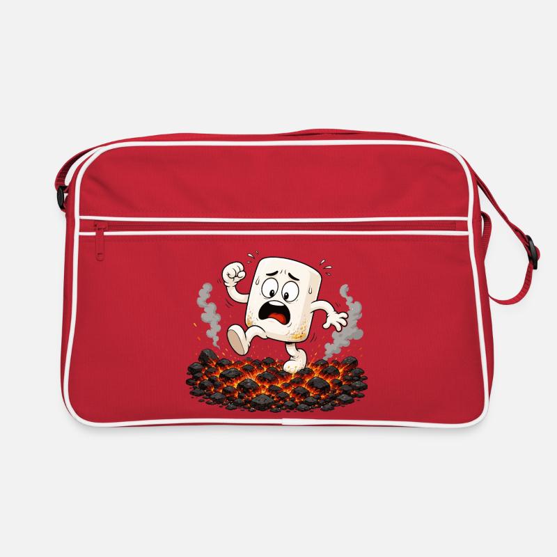 Marshmallow läuft über glühende Kohlen Retro Tasche
