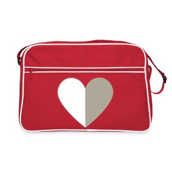 Half Heart Greige | Minimal Design - Retro Bag - red/white - Front