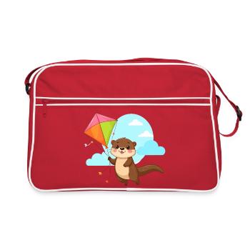 Petite loutre avec un cerf-volant s’envole - Comic - Sac Retro - rouge/blanc - Devant
