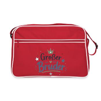 Großer Bruder Stolz Krone Liebe - Retro Tasche - Rot/Weiß - Vorne