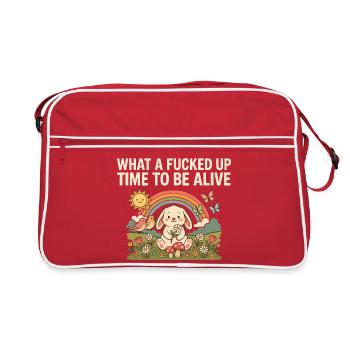 What A Fucked Up Time To Be Alive Funny Bunny Tee - Retro Bag - red/white - Front