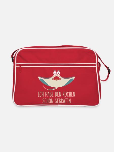 Rochen Schon Gebraten Stachelrochen Manta Rochen - Retro Tasche - Rot/Weiß - Vorne