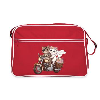 Juste mariés : Des chats à moto - Sac Retro - rouge/blanc - Devant