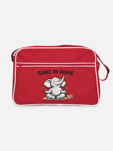 Ganz in Ruhe – Elefant für mehr Gelassenheit - Retro Tasche - Rot/Weiß