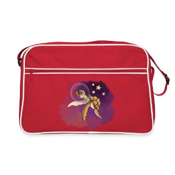 Cosmic Sea Turtle Explorer - Retro Tasche - Rot/Weiß - Vorne