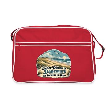 Lieber Dünen in Dänemark - Retro Tasche - Rot/Weiß - Vorne