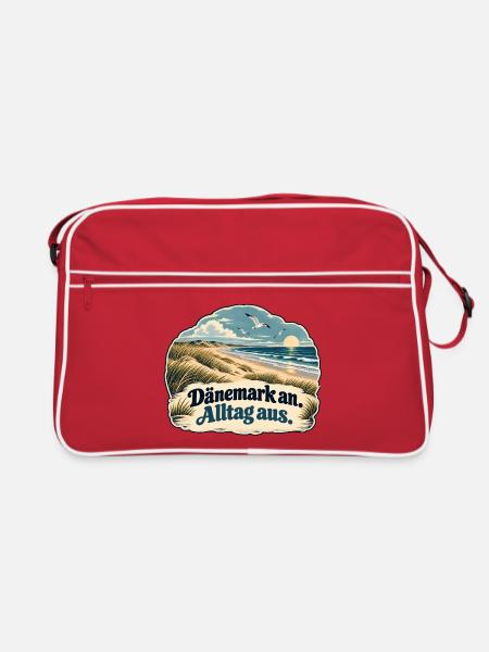 Dänemark Strand Vintage - Retro Tasche - Rot/Weiß