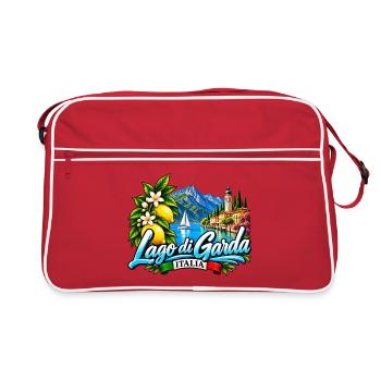Lago di Garda – Italien, See & Dolce Vita - Retro Tasche - Rot/Weiß - Vorne