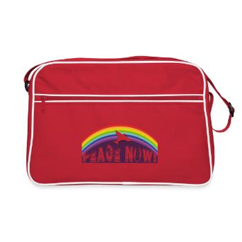 PEACE NOW mit Friedenstaube - Retro Tasche - Rot/Weiß - Vorne