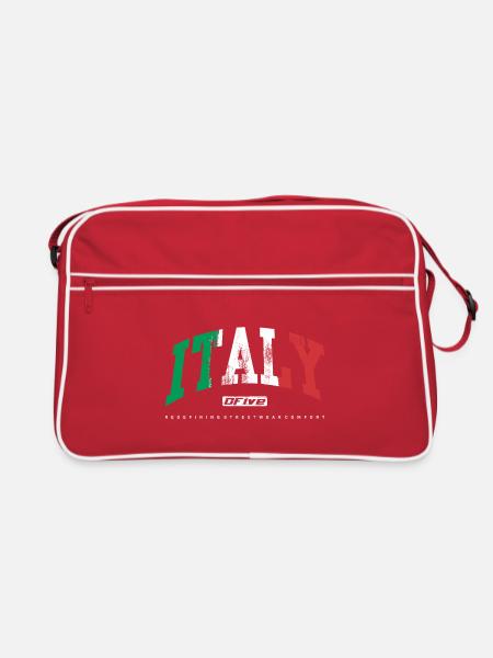 Vêtements de rue à drapeau italien vieilli - Sac Retro - rouge/blanc - Devant