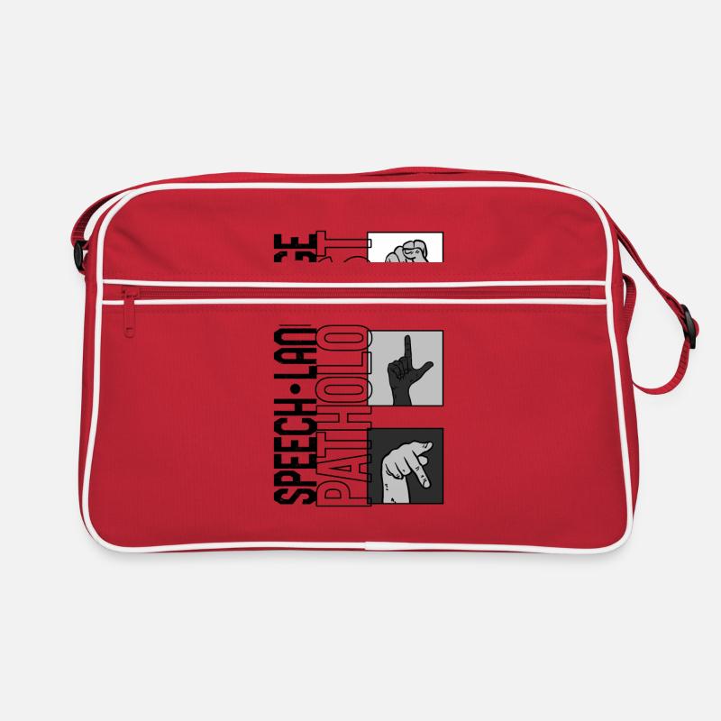 Sprache Sprache Pathologe Hemd, Rede - Retro Tasche - Rot/Weiß