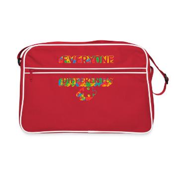 Tout le monde communique différemment Chemise, puzzle - Sac Retro - rouge/blanc - Devant