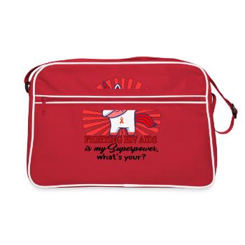 HIV AIDS Awareness Month Shirt, Dabbing Unicorn - Retro Bag - red/white - Front