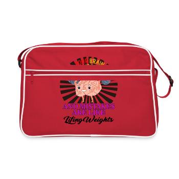 Positivity Shirt, Brain Is A Muscle Tee, Brain - Retro Bag - red/white - Front