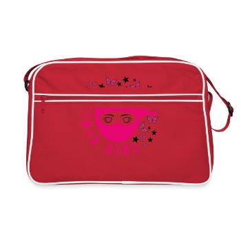Karate Shirt, Ninja Girl Butterfly Tee, Fighter - Retro Bag - red/white - Front