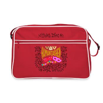 Purim-Hemd, du hattest mich bei Hamantashen Blumen-Tee - Retro Tasche - Rot/Weiß - Vorne
