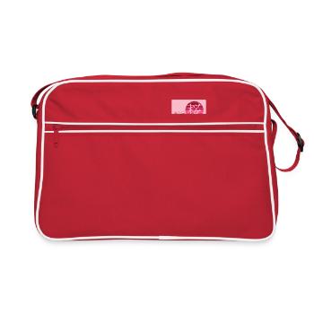 Kirschblüten-Hemd, Sakura-Blumen-Kanji-Tasche - Retro Tasche - Rot/Weiß - Vorne